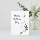 Chinees orchidee - bw briefkaart (Staand voorkant)