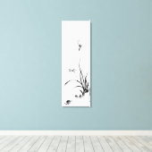 Chinees orchidee - bw canvas afdruk (Insitu (Houten vloer))