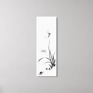 Chinees orchidee - bw canvas afdruk