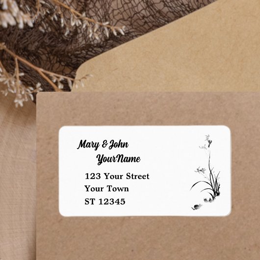 Chinees orchidee - bw etiket