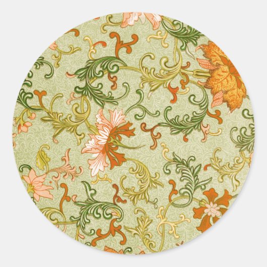  Chinees Ornament Jones Flowers Ronde Sticker (Voorkant)