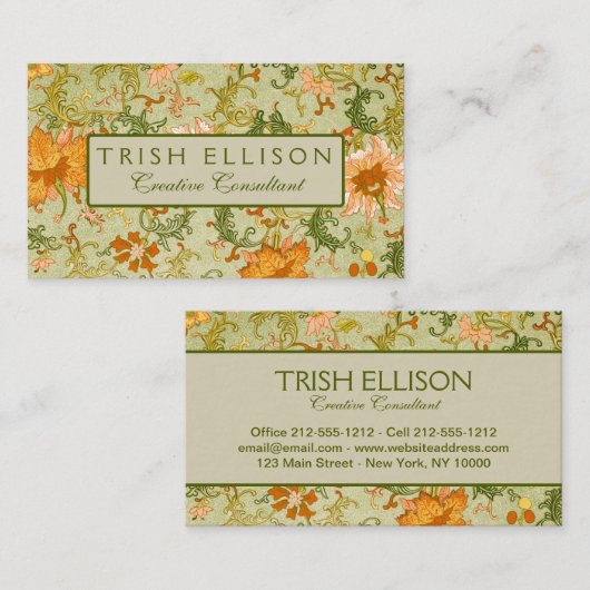  Chinees Ornament Jones Flowers Visitekaartje (Voorkant / Achterkant)