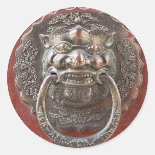 Chinees ornament ronde sticker (Voorkant)