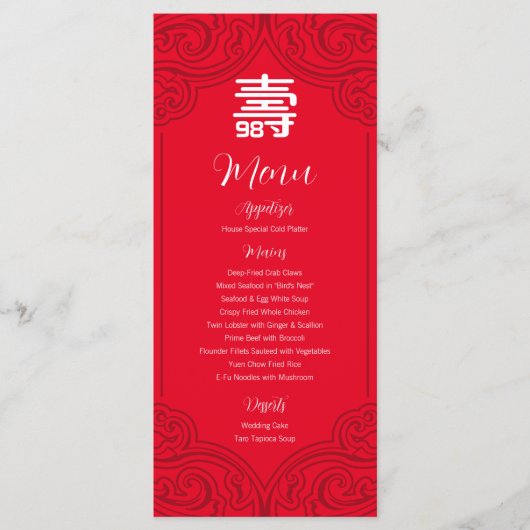 Chinees "Ouderdagmenu" (RED) Menu (Voorkant)