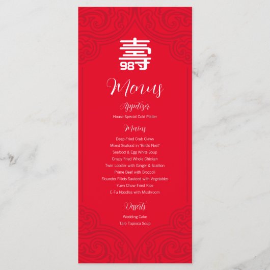 Chinees "Ouderdagmenu" (RED) Menu (Voorkant)