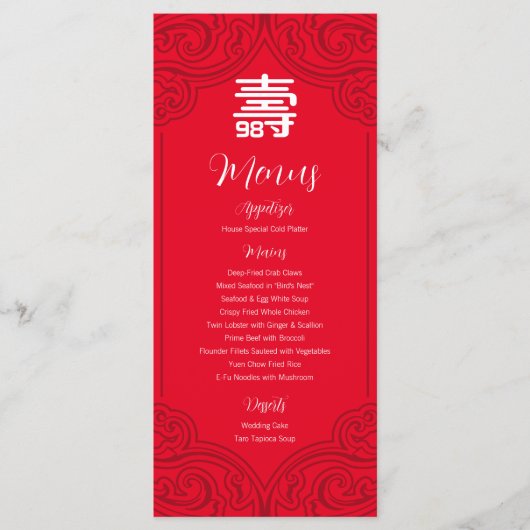 Chinees "Ouderdagmenu" (RED) Menu (Voorkant)