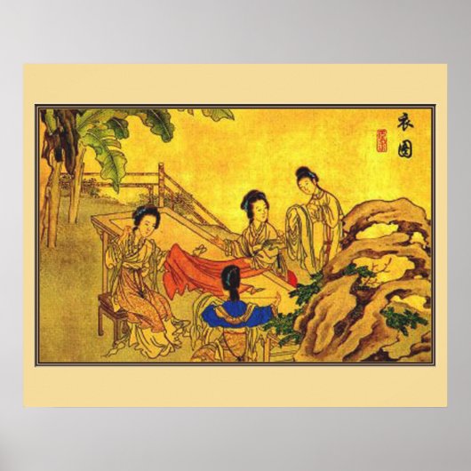Chinees ouderlijk schilderij, dames poster (Voorkant)