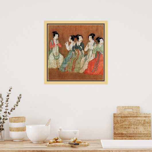 Chinees ouderlijk schilderij, dames poster (Keuken)