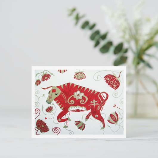 Chinees ox-astrologisch Briefkaart (Staand voorkant)