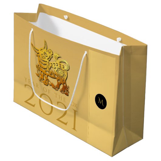 Chinees Ox Jaar 2021 Elegant Monogram LGB Groot Cadeauzakje (Voorkant Gekanteld)