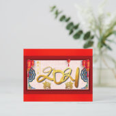 Chinees Ox Nieuwjaar Horizontaal briefkaart (Staand voorkant)