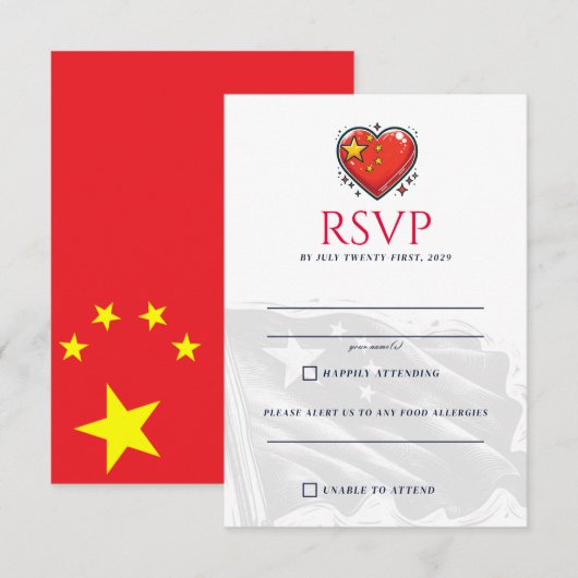 chinees paar RSVP kaartje (Voorkant / Achterkant)