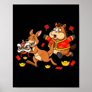 Chinees Paard Kangoeroe Grappige Kinderen Mannen V Poster