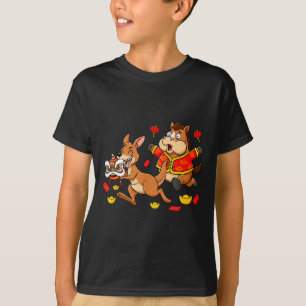 Chinees Paard Kangoeroe Grappige Kinderen Mannen V T-shirt