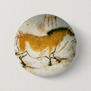 Chinees paard, Lascaux Prehistorische grotschilder Ronde Button 5,7 Cm