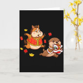 Chinees Paard Otter Grappige Kinderen Mannen Vrouw Kaart (Gele Bloem)