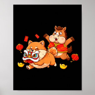 Chinees Paard Pomeranian Kinderen Mannen Vrouwen G Poster