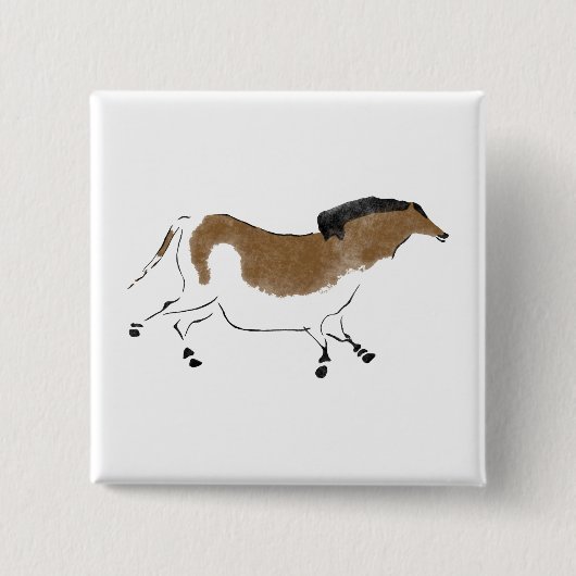 Chinees paard vierkante button 5,1 cm (Voorkant)