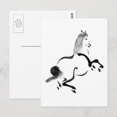 Chinees paard, zwart en wit Briefkaart (Voorkant / Achterkant)