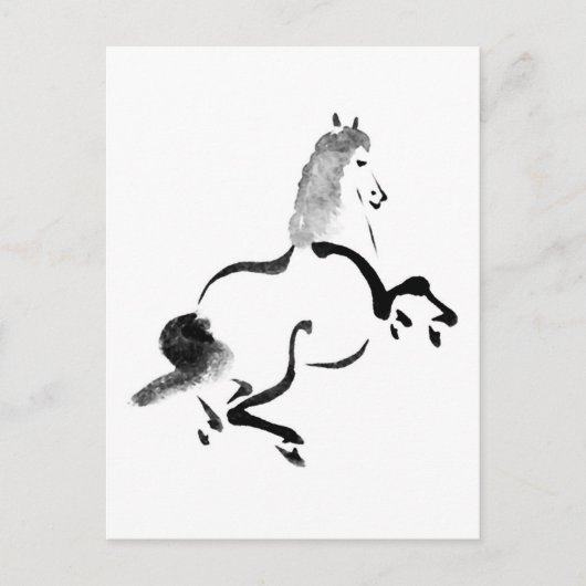 Chinees paard, zwart en wit Briefkaart (Voorkant)