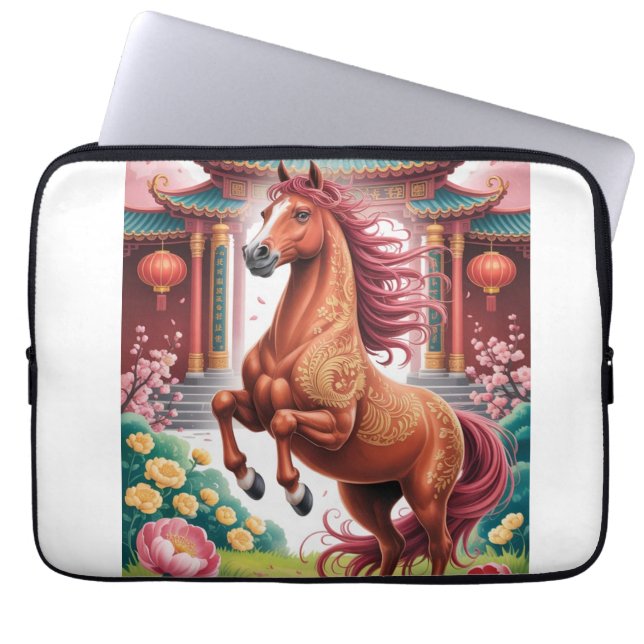 Chinees paardenjaar  laptop sleeve (Voorkant)