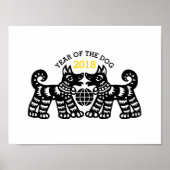Chinees Papercut Earth Dog Year 2018 Custom Poster (Voorkant)
