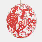 Chinees Papercut Rooster 2017 Keramisch Ornament (Links)