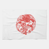 Chinees Papercut Rooster Jaar 2017 Handdoek7 Theedoek (Horizontaal)