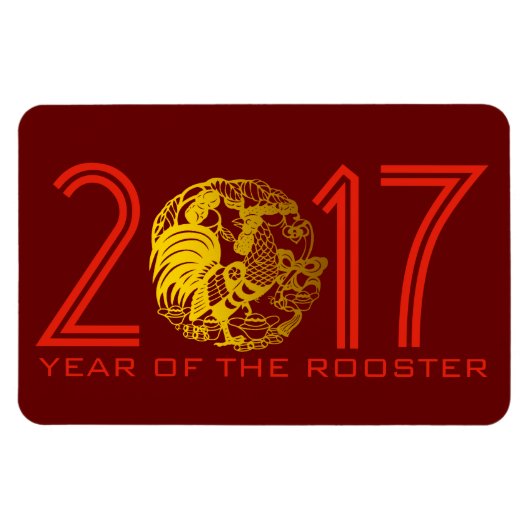 Chinees Papercut Rooster Jaar 2017 Magneet (Horizontaal)
