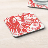 Chinees Papercut Rooster Jaar 2017 onderzetter 1 (Linkerzijde)