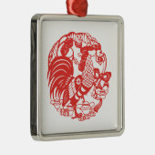 Chinees Papercut Rooster Jaar 2017 Ornament (Rechts)