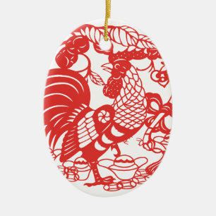 Chinees Papercut Rooster Jaar 2017 ornament 2