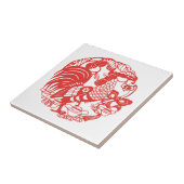 Chinees Papercut Rooster Jaar 2017 tegel Tegeltje (Zijkant)