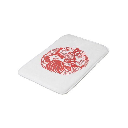 Chinees Papercut Rooster Jaar 2017 witte badmat (Gekanteld)