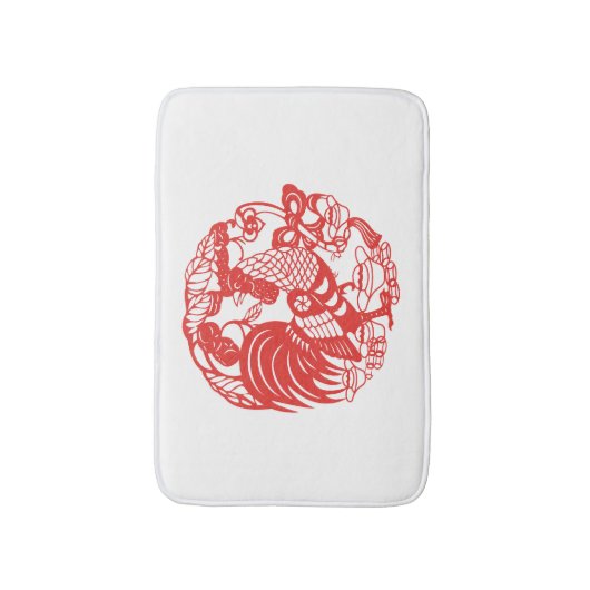 Chinees Papercut Rooster Jaar 2017 witte badmat (Voorkant Verticaal)