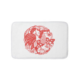 Chinees Papercut Rooster Jaar 2017 witte badmat