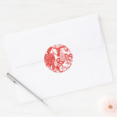 Chinees Papercut Rooster Jaar Zodiac Verjaardag RS Ronde Sticker (Envelop)