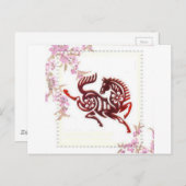 Chinees Papercuts - Paarden Briefkaart (Voorkant / Achterkant)