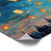 Chinees Papier Lantaarns Landscape Art Print Poste (Hoek)