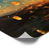 Chinees Papier Lantaarns Landscape Art Print Poste (Hoek)