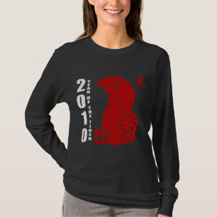 Chinees papiersnijjaar 2010 van de tijgerzwarte t-shirt