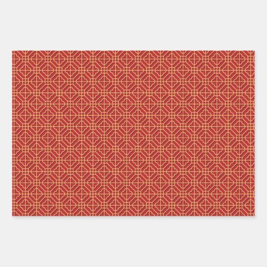 Chinees Patroonrood en goud Inpakpapier Vel (Voorkant 2)