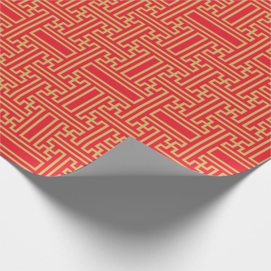 Chinees  Patroonrood goud Cadeaupapier (Hoek)