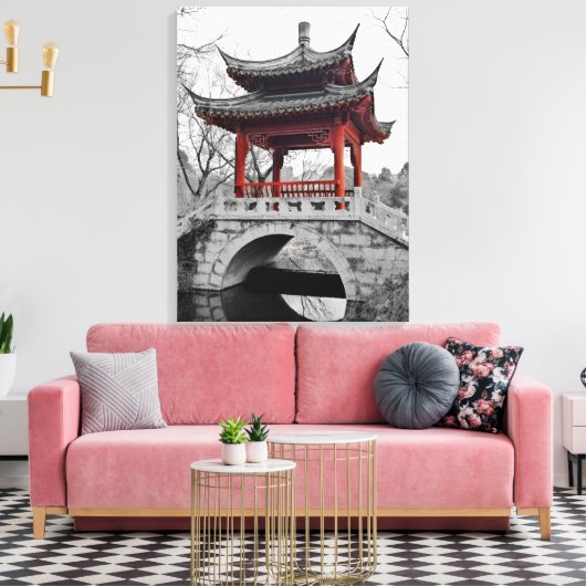 Chinees paviljoen canvas afdruk (Insitu (Woonkamer))