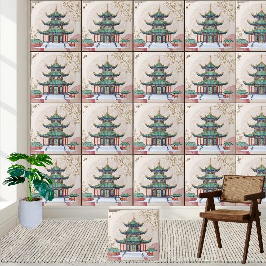 Chinees Paviljoen Keramische Tegel Tegeltje