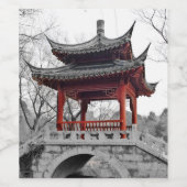 Chinees paviljoen wijn etiket (Enkel label)