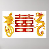 Chinees Phoenix Dragon Double Happiness Poster (Voorkant)