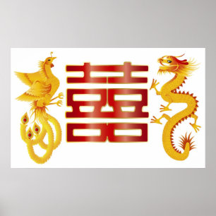 Chinees Phoenix Dragon Double Happiness Poster