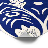 Chinees porselein: Blauwe Waterverf Bloemen Poster (Hoek)