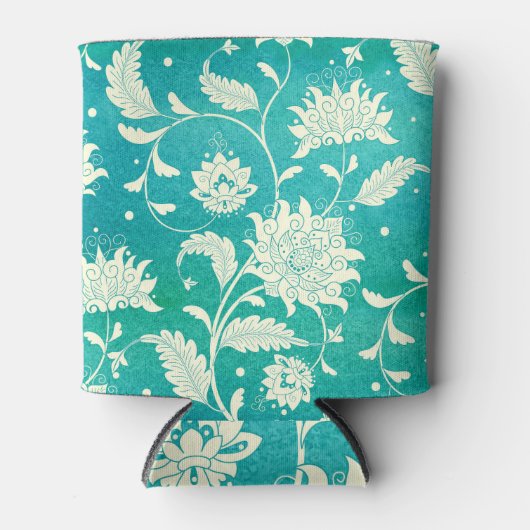 Chinees porselein bloemige Waterverf Blikjeskoeler (Voorkant)